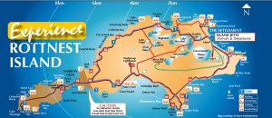 Map of Rottnest Island.  We rode the whole way around on bikes about 20km+